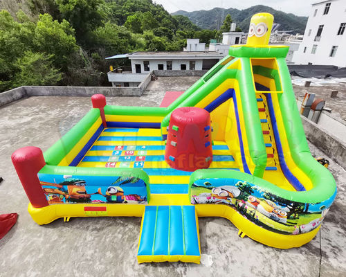 Digital Printing Minion Commercial Bouncy Castles Children Combo Slide
